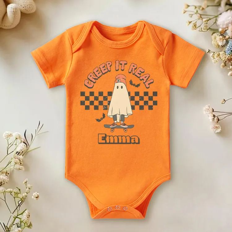 Personalized Creep It Real Halloween Ghost Baby Onesie