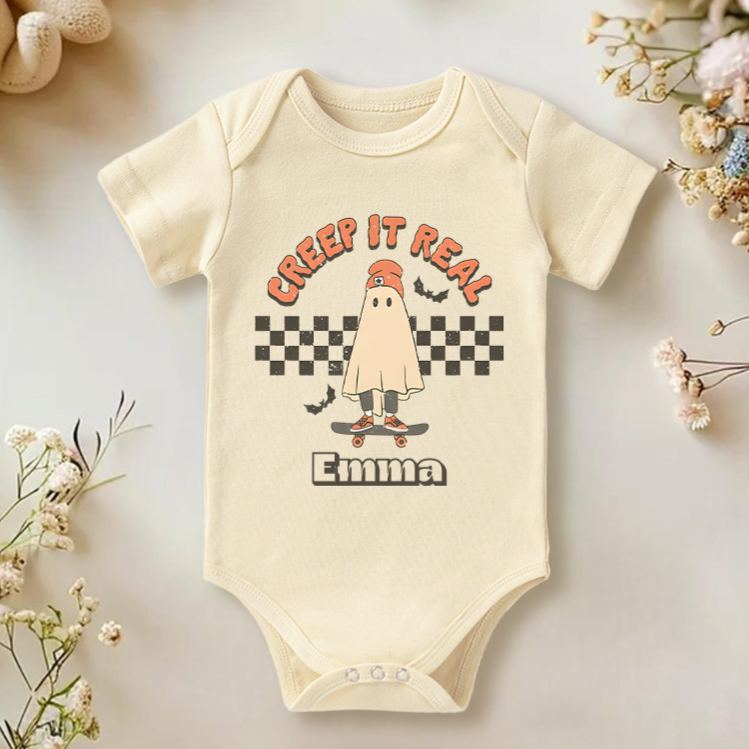 Personalized Creep It Real Halloween Ghost Baby Onesie