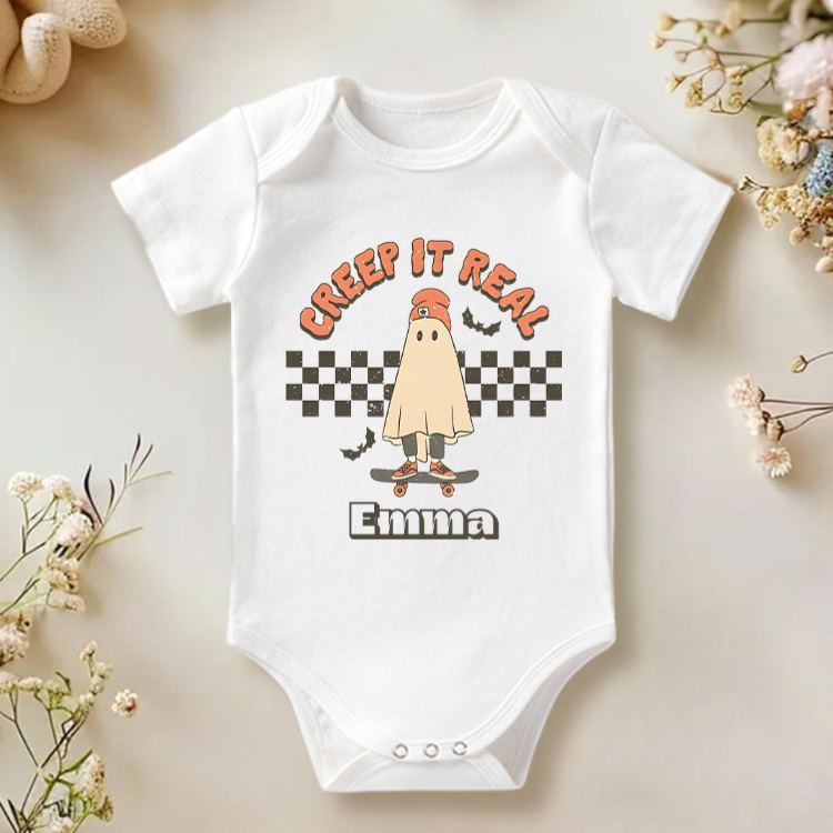 Personalized Creep It Real Halloween Ghost Baby Onesie