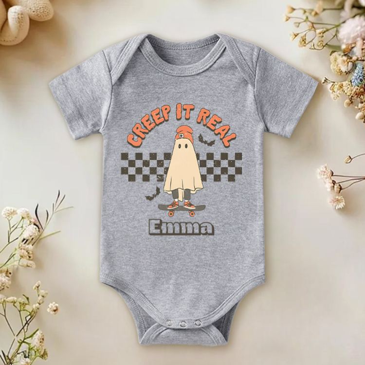 Personalized Creep It Real Halloween Ghost Baby Onesie