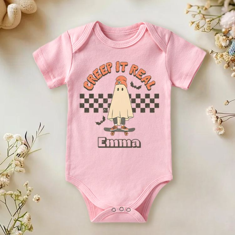 Personalized Creep It Real Halloween Ghost Baby Onesie