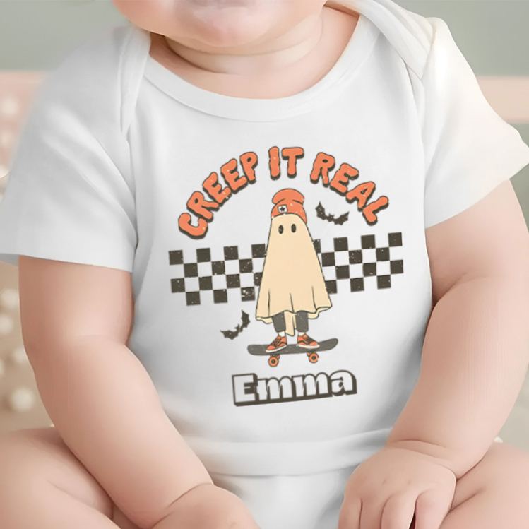 Personalized Creep It Real Halloween Ghost Baby Onesie