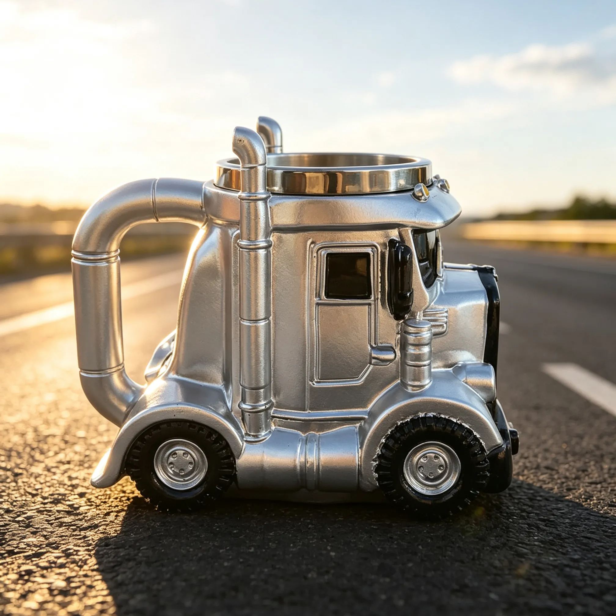 [Copy]3D Rescue Vehicle Resin Coffee Mug, Fire Truck Ambulance Police Car Shaped Stainless Steel Inner Cup, Novelty Decorative Drinking Mug Gift