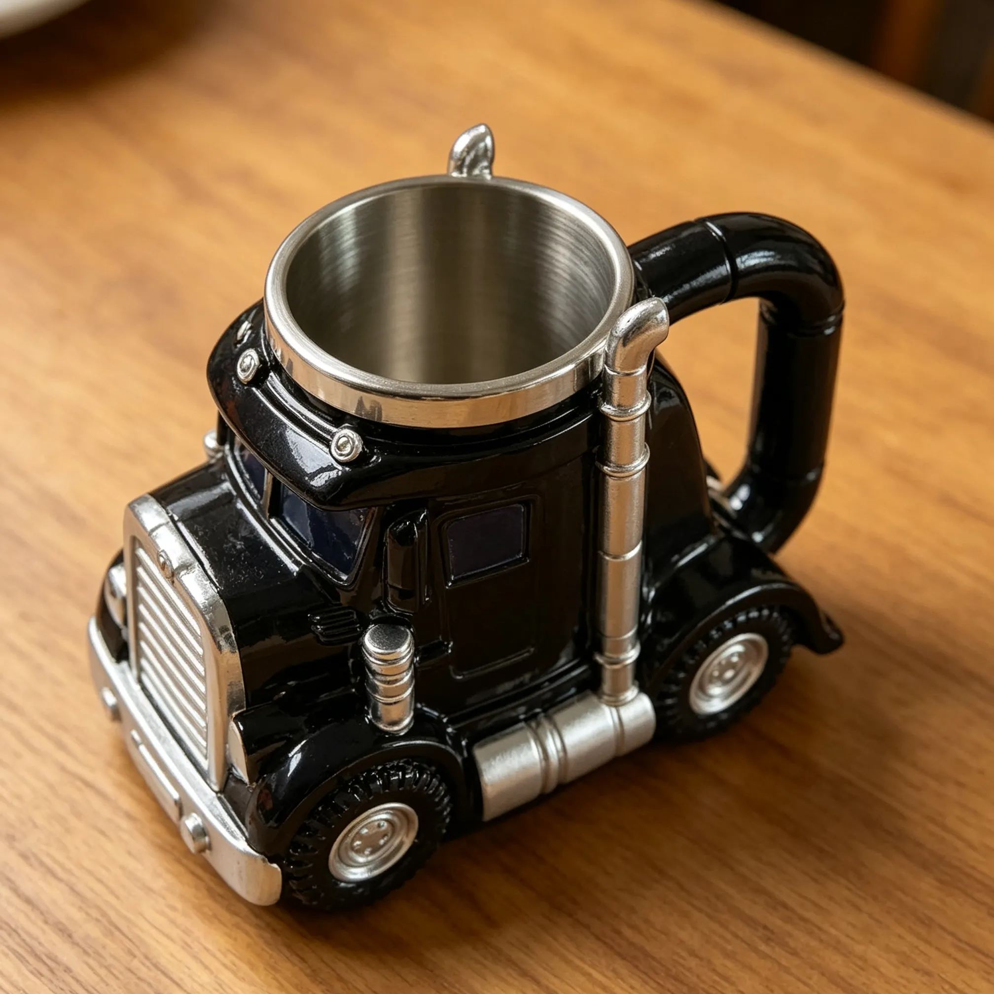 [Copy]3D Rescue Vehicle Resin Coffee Mug, Fire Truck Ambulance Police Car Shaped Stainless Steel Inner Cup, Novelty Decorative Drinking Mug Gift