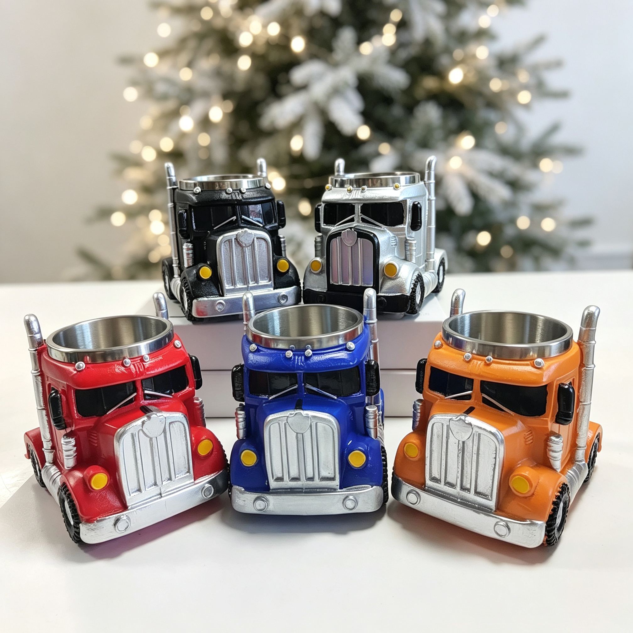 [Copy]3D Rescue Vehicle Resin Coffee Mug, Fire Truck Ambulance Police Car Shaped Stainless Steel Inner Cup, Novelty Decorative Drinking Mug Gift