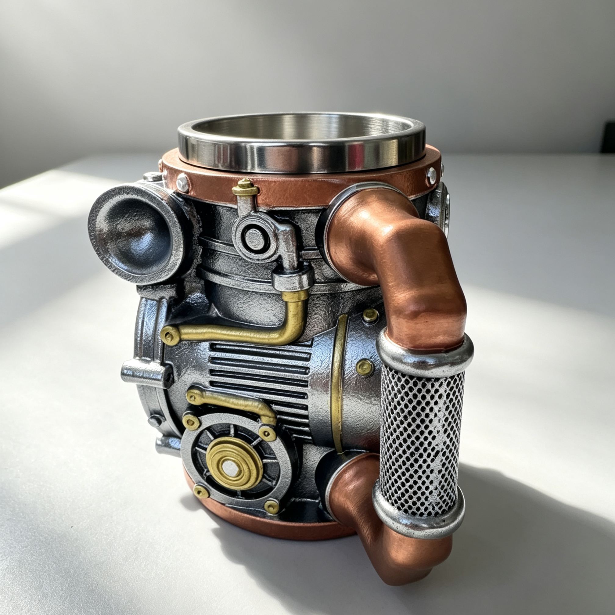 [Copy]3D Rescue Vehicle Resin Coffee Mug, Fire Truck Ambulance Police Car Shaped Stainless Steel Inner Cup, Novelty Decorative Drinking Mug Gift
