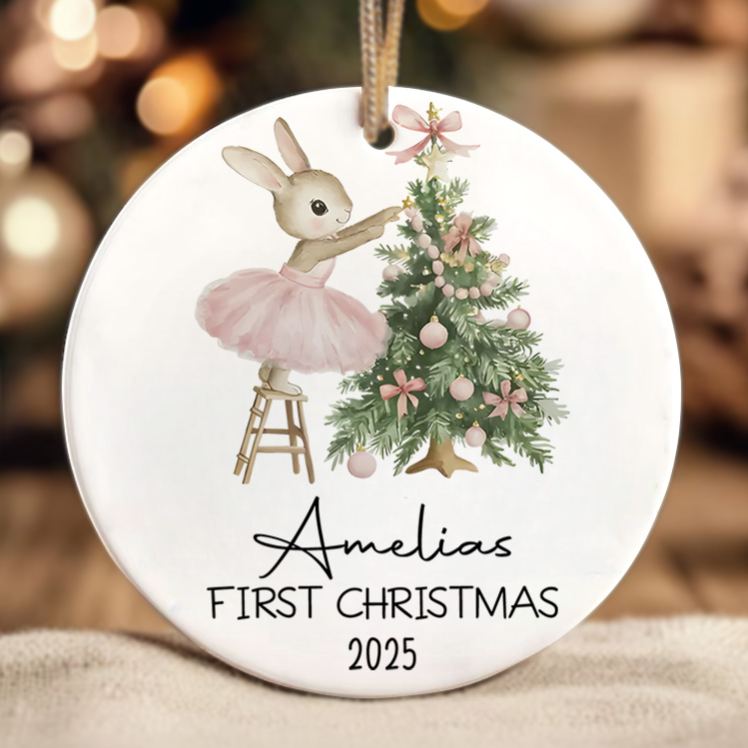 Personalized Ballet Bunny Baby's First Christmas Ornament New Baby Gift
