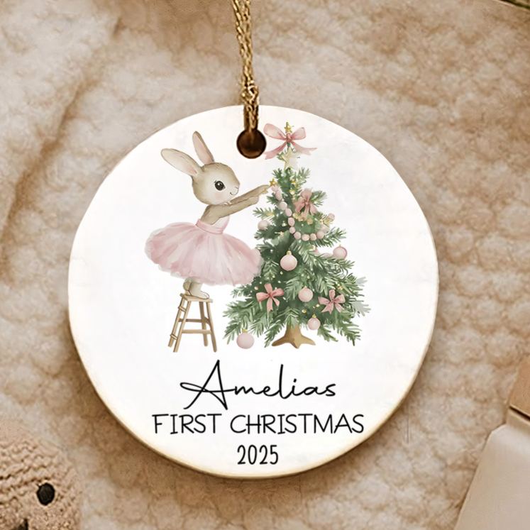 Personalized Ballet Bunny Baby's First Christmas Ornament New Baby Gift