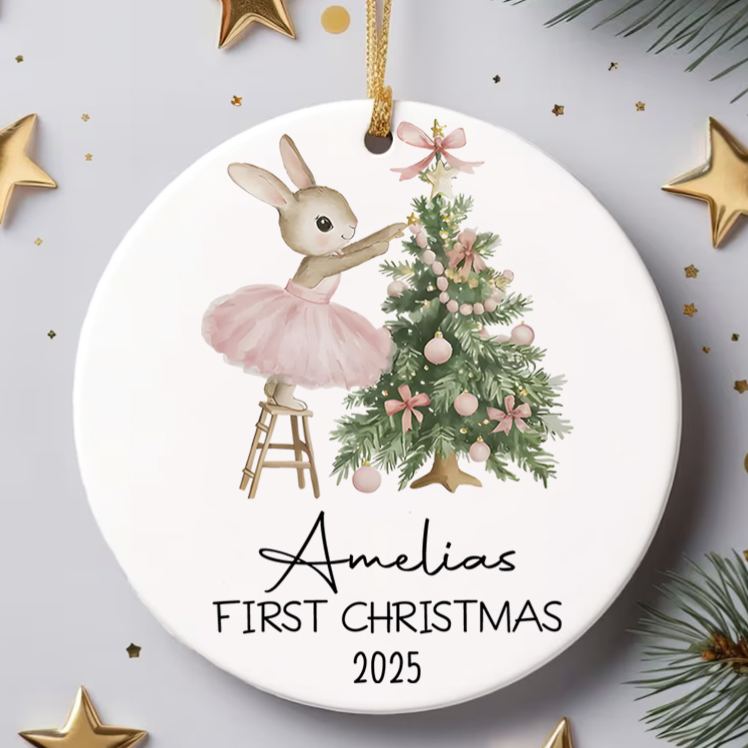 Personalized Ballet Bunny Baby's First Christmas Ornament New Baby Gift