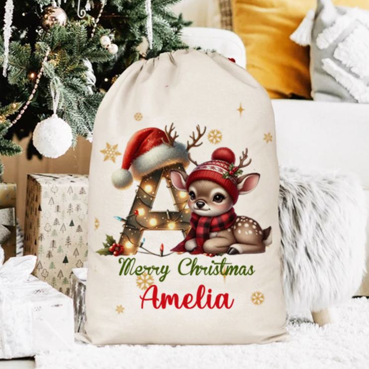 Personalised Santa Sack Xmas Toy Sack with Name Special Delivery Christmas Eve Sack Christmas Present Sack Gift