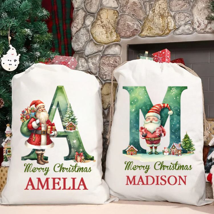 Personalized Santa Claus Christmas Gift Bag with Name Christmas Gift for Boys Girls