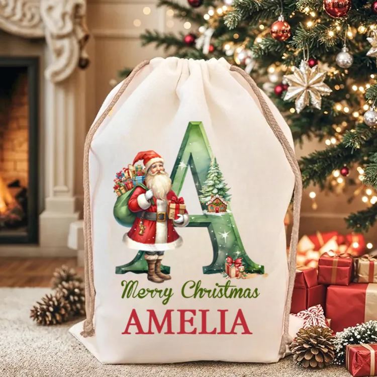 Personalized Santa Claus Christmas Gift Bag with Name Christmas Gift for Boys Girls