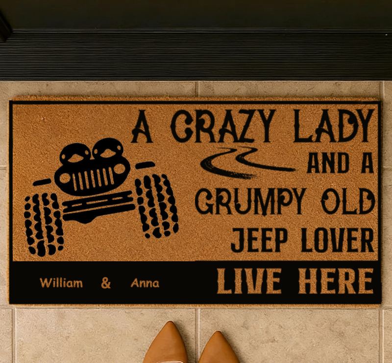 Personalized Jeep Lover Doormat Custom Name Entry Rug Funny Car Enthusiast Welcome Mat Gift For Couple Family