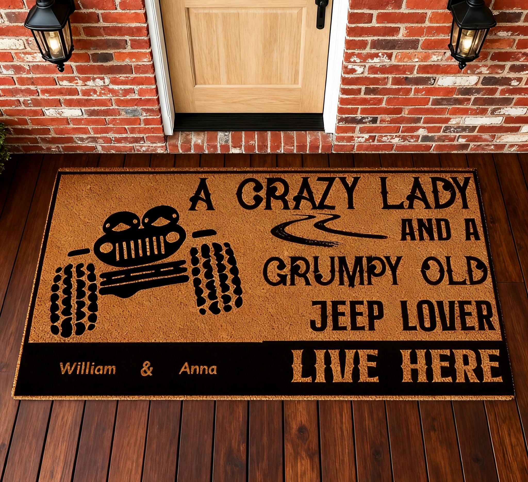 Personalized Jeep Lover Doormat Custom Name Entry Rug Funny Car Enthusiast Welcome Mat Gift For Couple Family