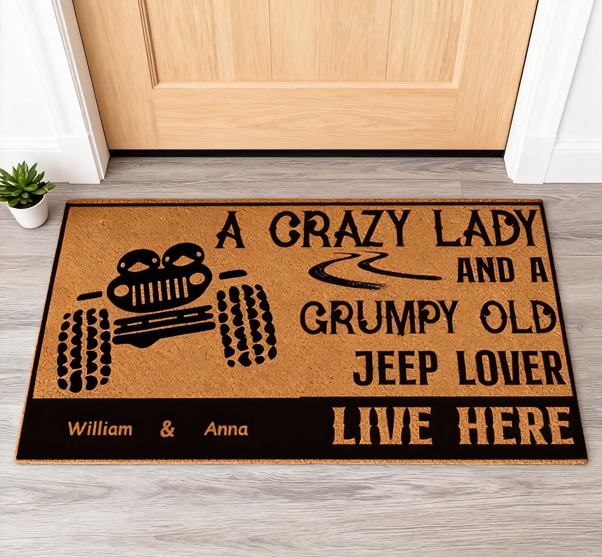 Personalized Jeep Lover Doormat Custom Name Entry Rug Funny Car Enthusiast Welcome Mat Gift For Couple Family