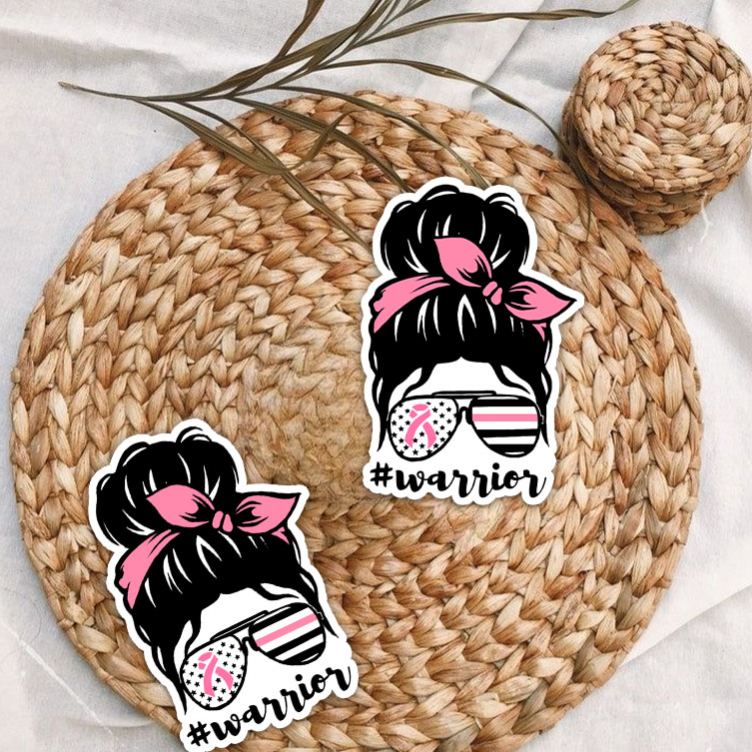 Personalized Breast Cancer Warrior Sticker Empowering Individuals with Strength Courage and Resilience