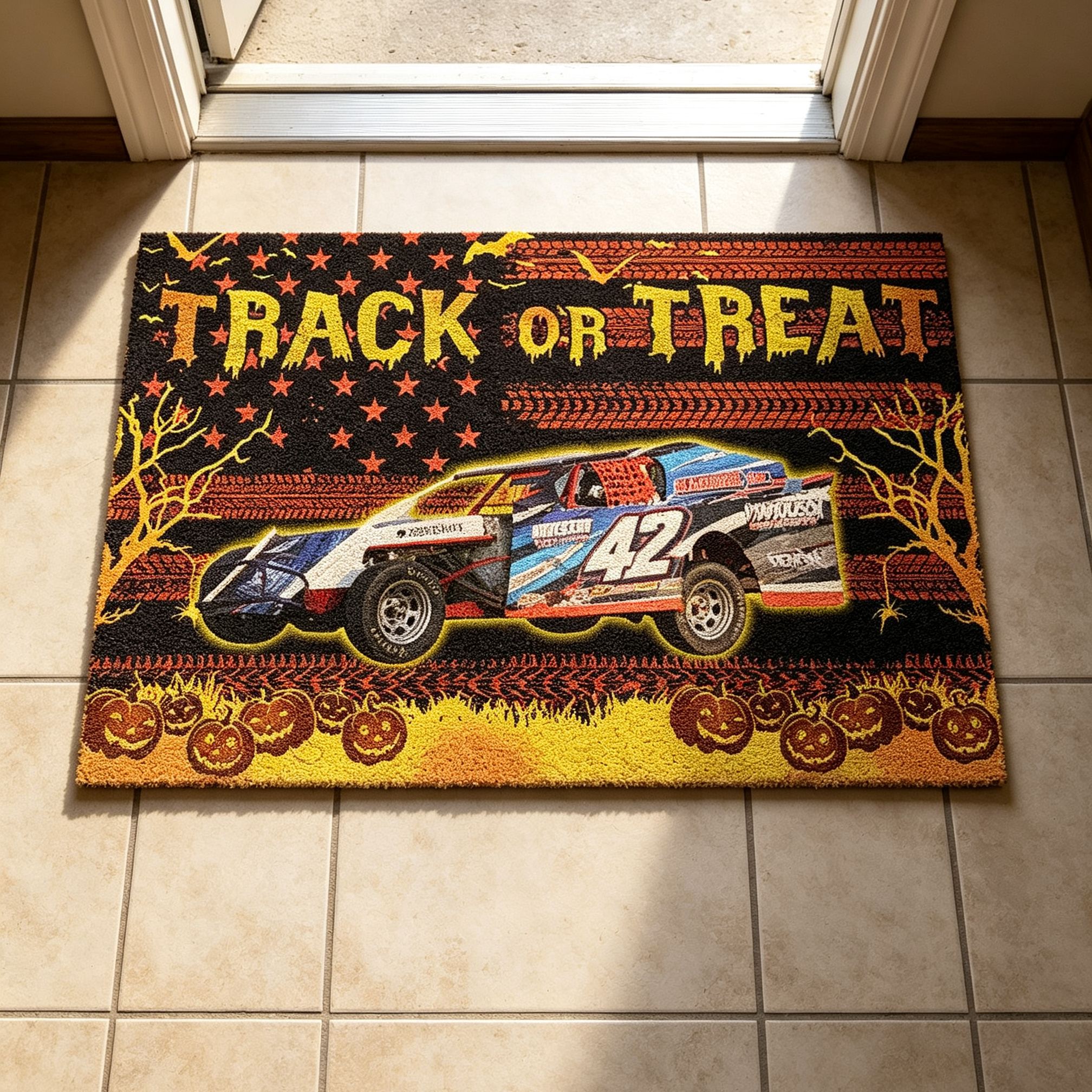 [Copy]Personalized Racing Doormat Custom Name and Number Checkered Flag Floor Mat Gift for Car Lovers and Motorsport Fans