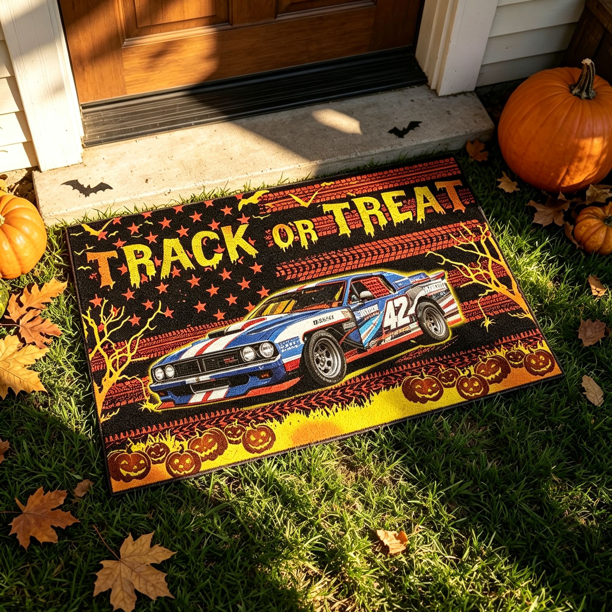 [Copy]Personalized Racing Doormat Custom Name and Number Checkered Flag Floor Mat Gift for Car Lovers and Motorsport Fans