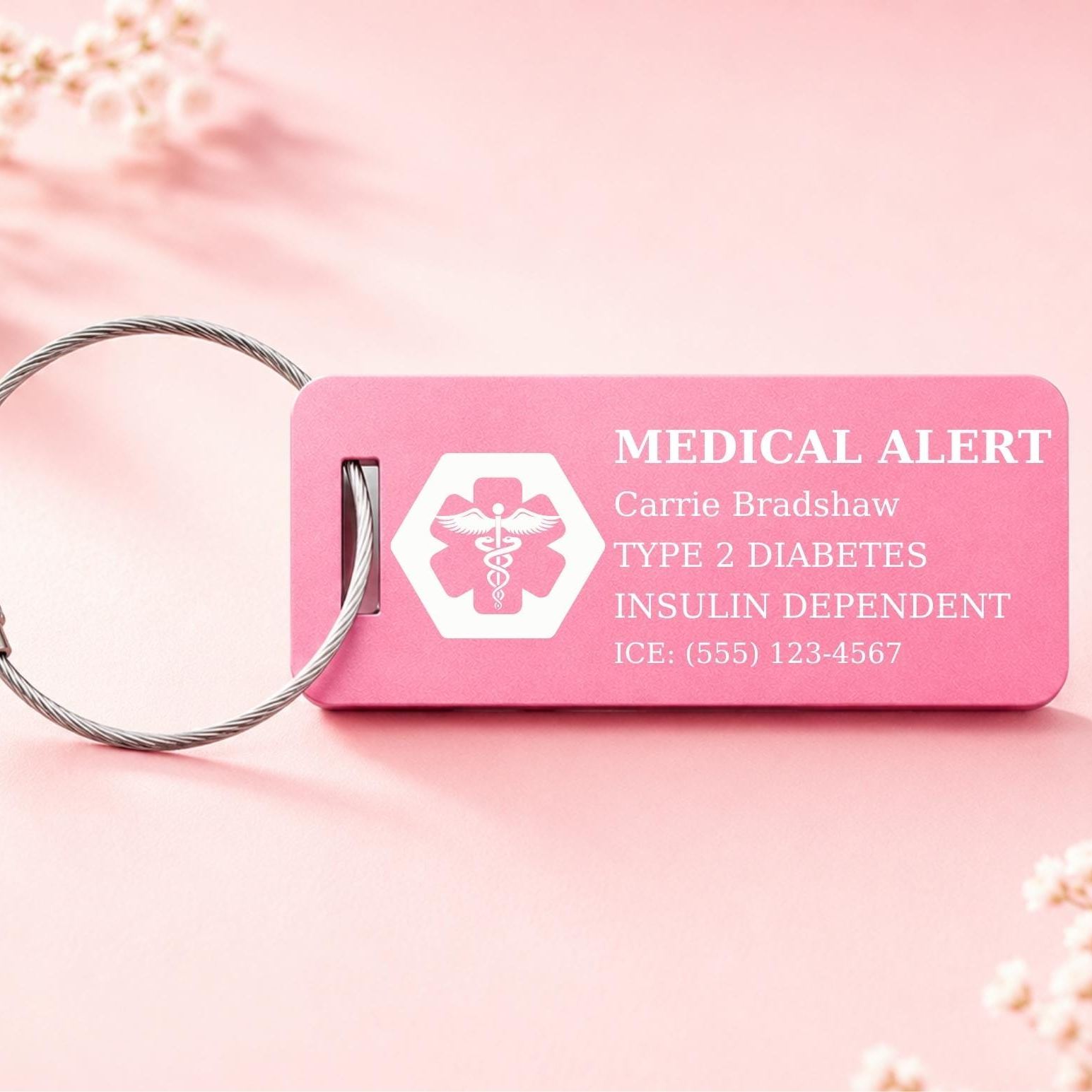 Emergency Medical Alert Card, Engraved Aluminum Tag, Allergy Alert, Medical ID, Personalized Metal Luggage Tag, Bag ID Suitcase Backpack tag