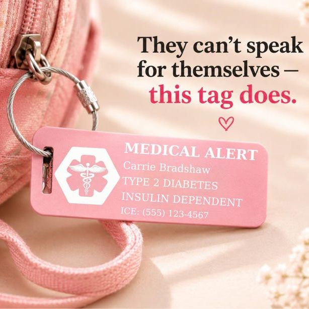Emergency Medical Alert Card, Engraved Aluminum Tag, Allergy Alert, Medical ID, Personalized Metal Luggage Tag, Bag ID Suitcase Backpack tag