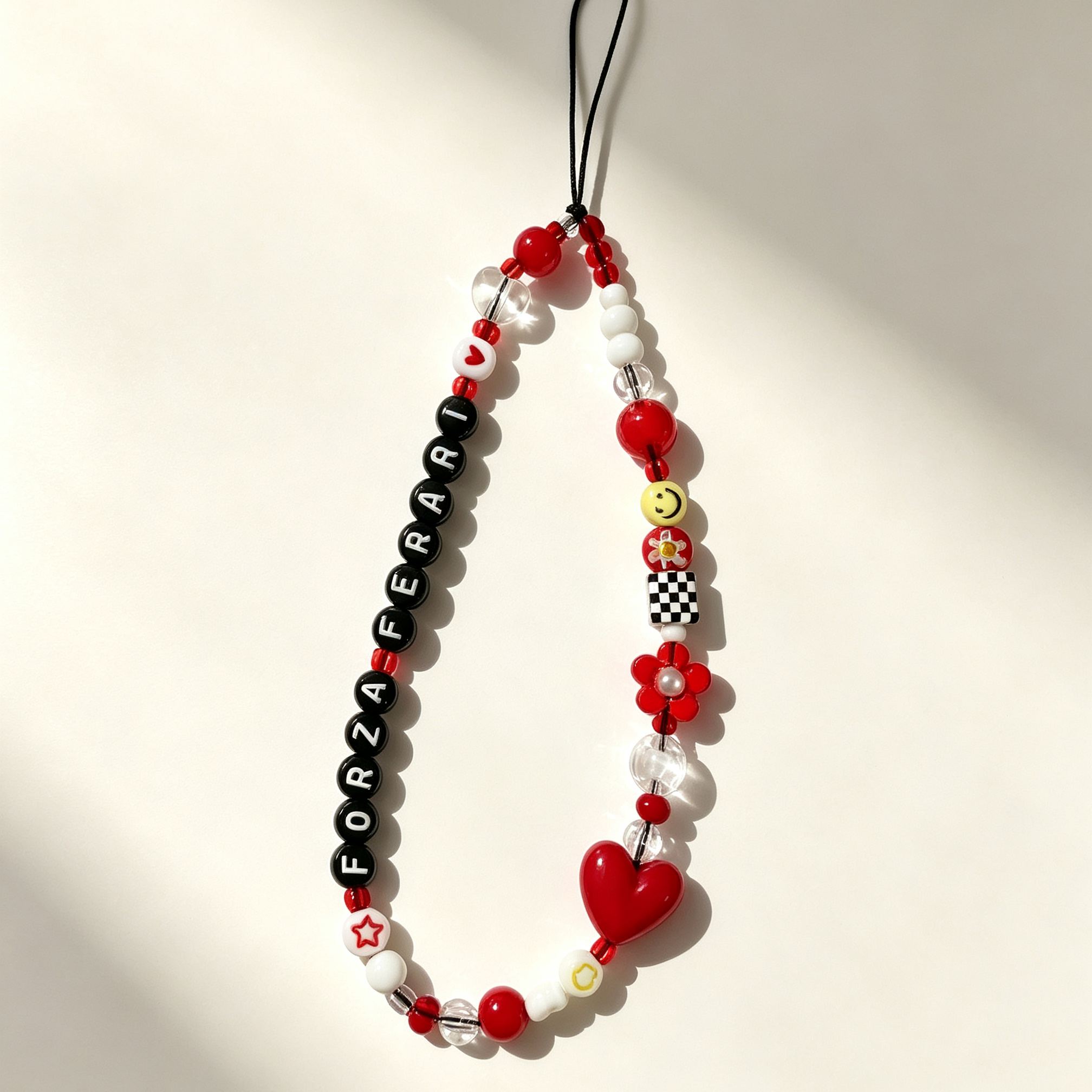 Formula 1 Fan Beaded Phone Charm, Beaded Wrist Phone Strap, Bead Phone Accessory for Racing Enthusiasts