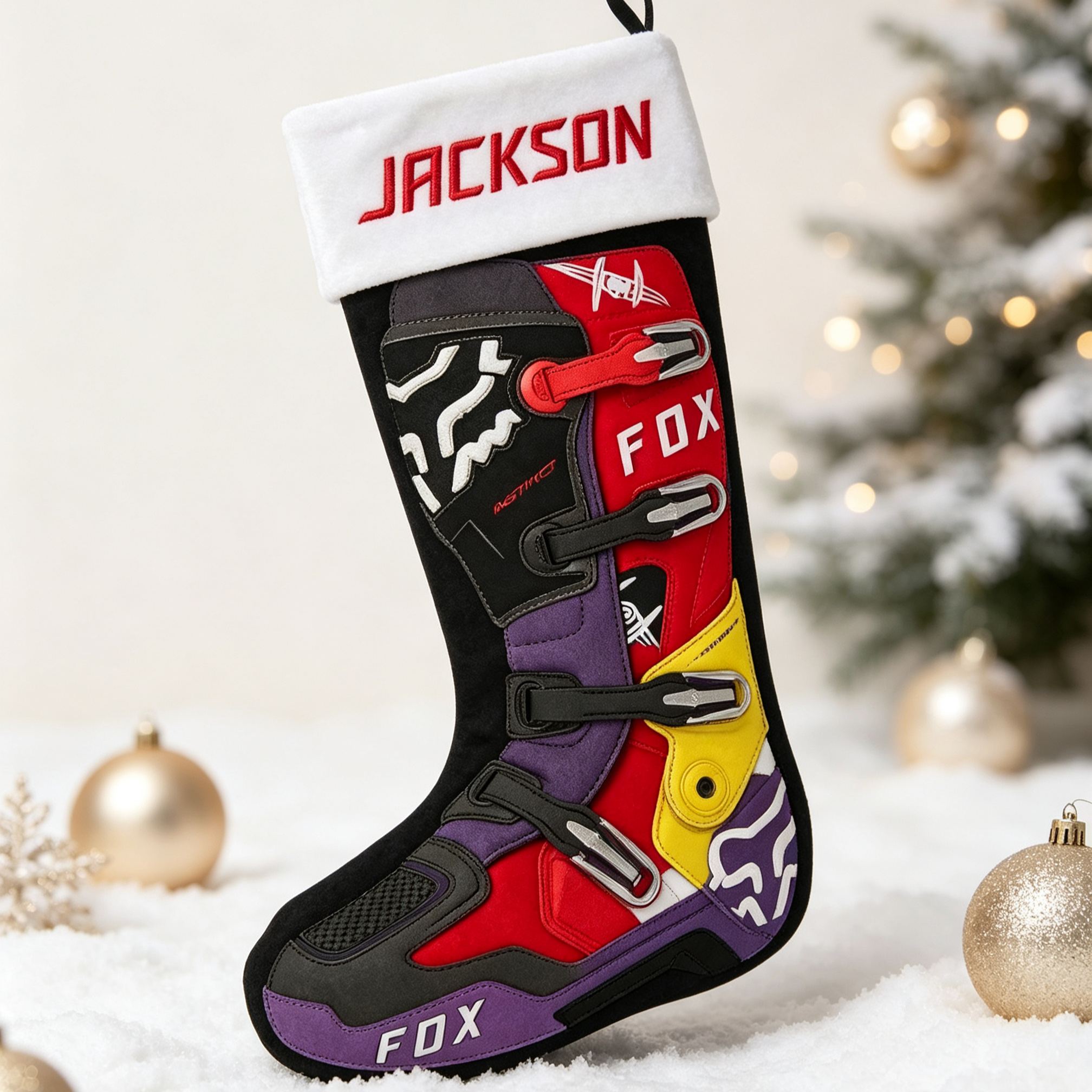 [Copy]Motocross Boot Shaped Christmas Stocking, Dirt Bike Rider Xmas Stocking, Off-road Motorcycle Boot, Holiday Gift Decor for Motorbike Fans