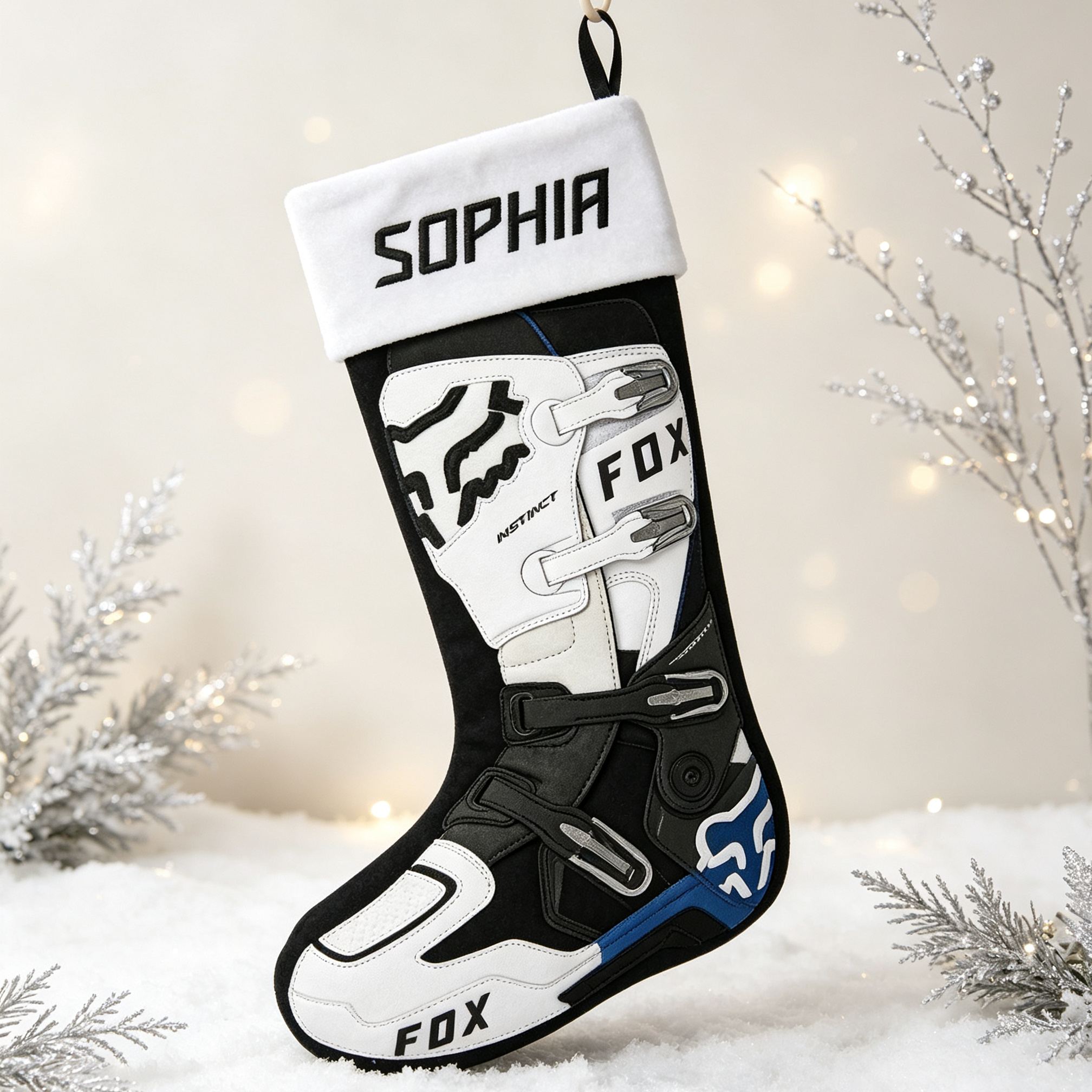 [Copy]Motocross Boot Shaped Christmas Stocking, Dirt Bike Rider Xmas Stocking, Off-road Motorcycle Boot, Holiday Gift Decor for Motorbike Fans