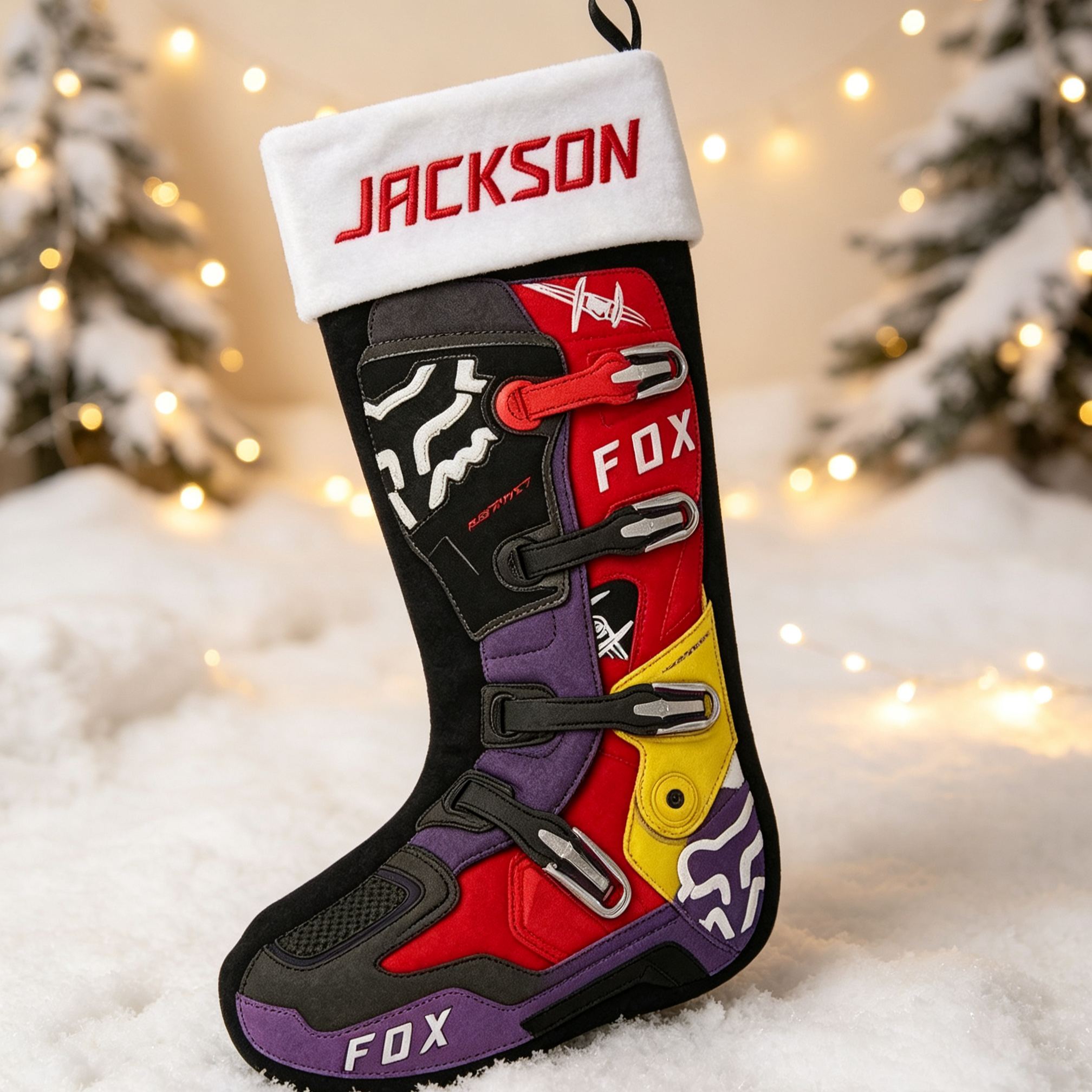 [Copy]Motocross Boot Shaped Christmas Stocking, Dirt Bike Rider Xmas Stocking, Off-road Motorcycle Boot, Holiday Gift Decor for Motorbike Fans
