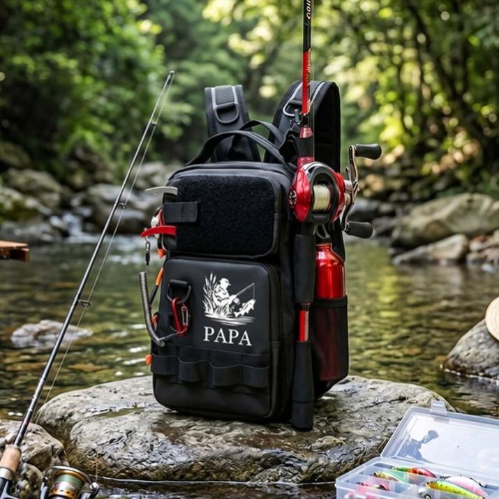 Personalized Rell Cool Dad Fishing Backpack Custom Tackle Bag Angler Gear Organizer Outdoor Waterproof Rucksack Unique Fisherman Gift