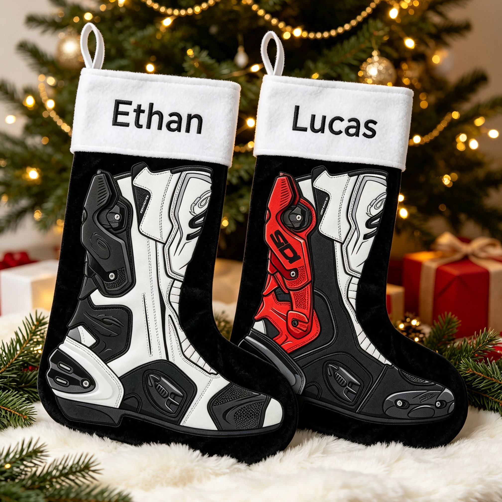 [Copy]Motocross Boot Shaped Christmas Stocking, Dirt Bike Rider Xmas Stocking, Off-road Motorcycle Boot, Holiday Gift Decor for Motorbike Fans