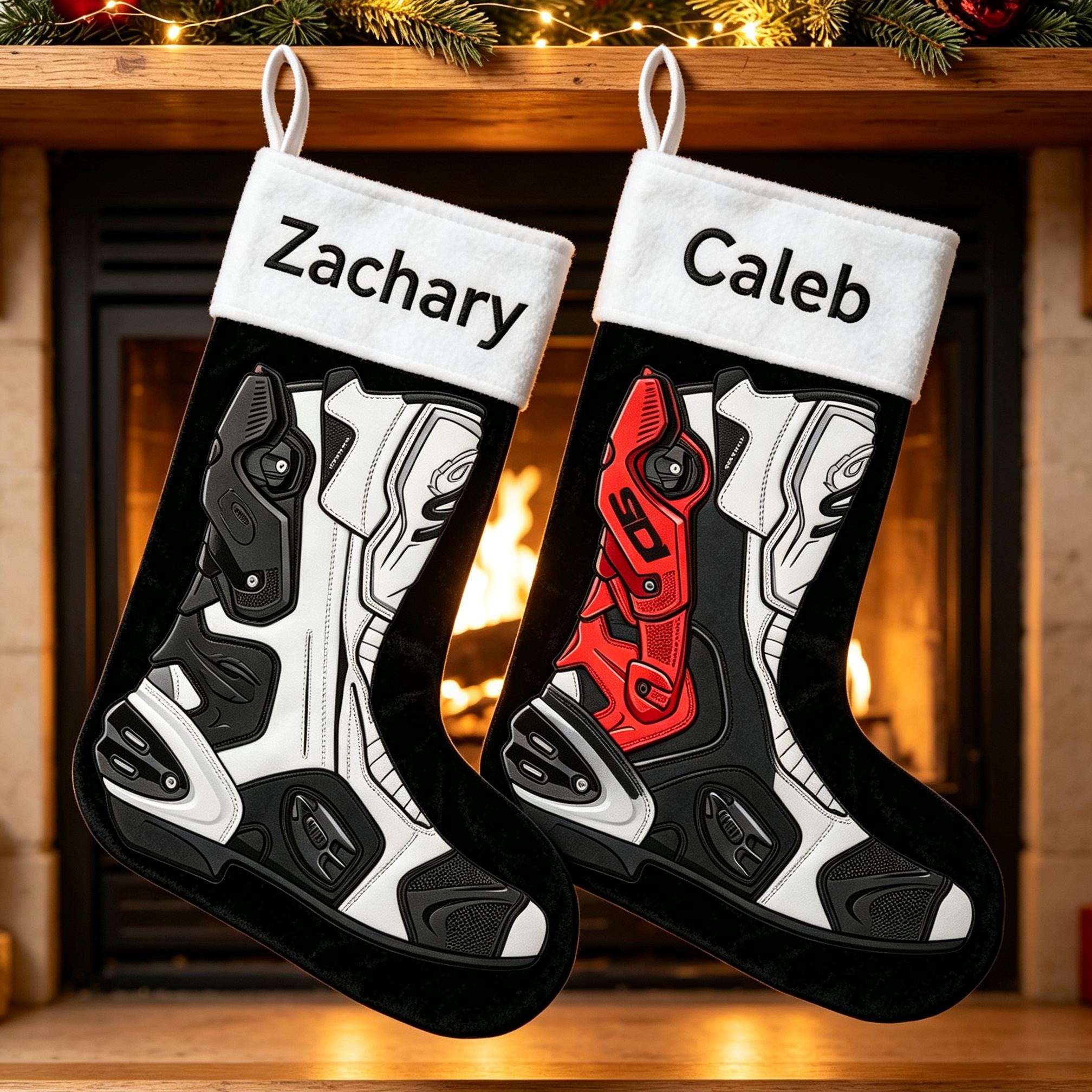 [Copy]Motocross Boot Shaped Christmas Stocking, Dirt Bike Rider Xmas Stocking, Off-road Motorcycle Boot, Holiday Gift Decor for Motorbike Fans