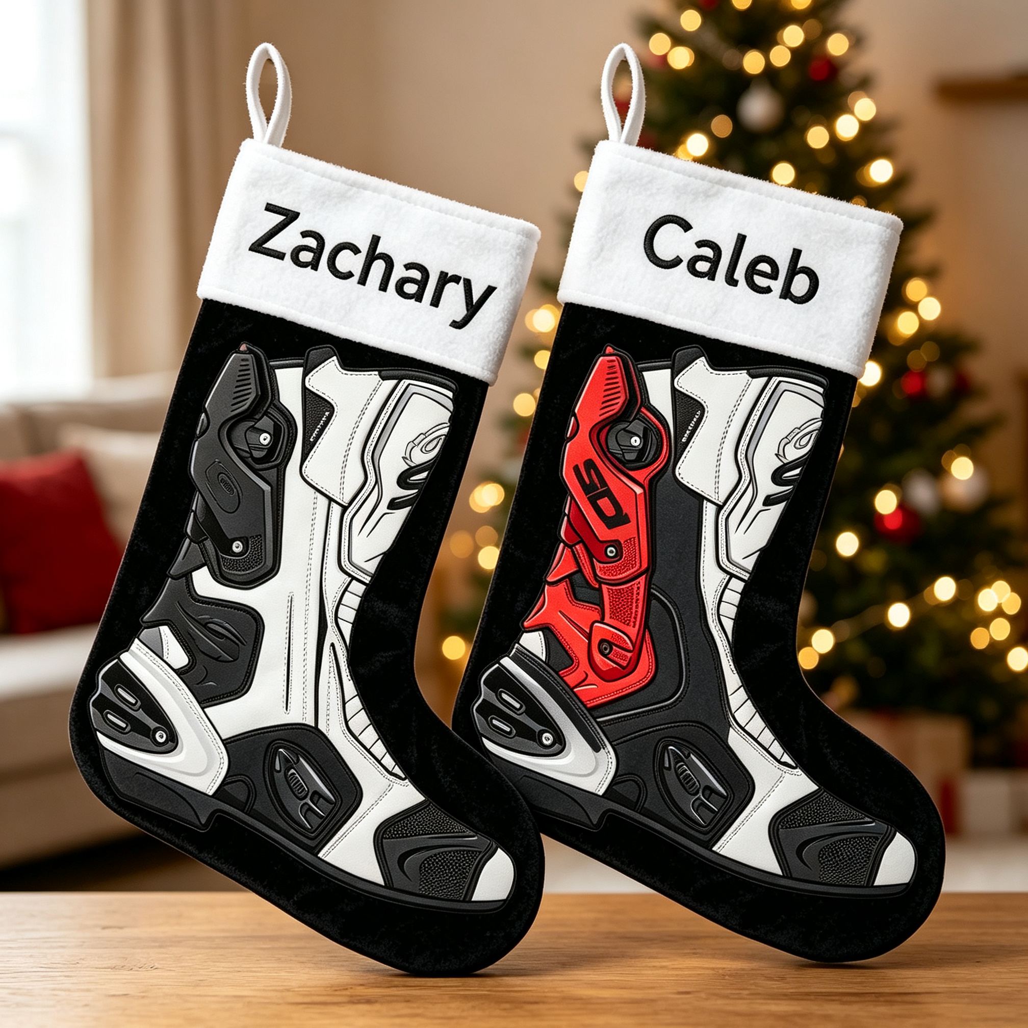 [Copy]Motocross Boot Shaped Christmas Stocking, Dirt Bike Rider Xmas Stocking, Off-road Motorcycle Boot, Holiday Gift Decor for Motorbike Fans