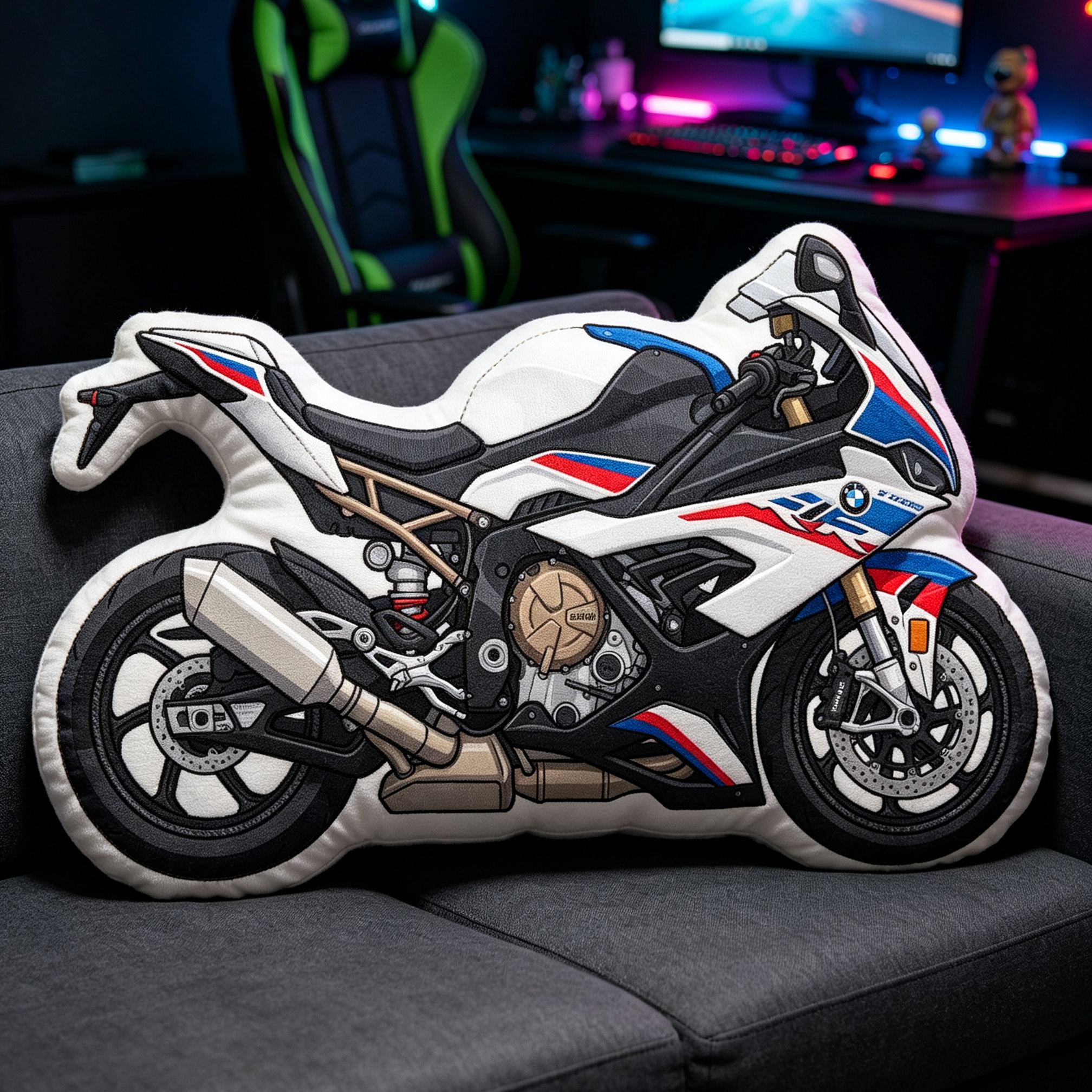 [Copy]Personalized Motorcycle Shaped Plush Pillow Superbike Design Vehicle Lovers Gift