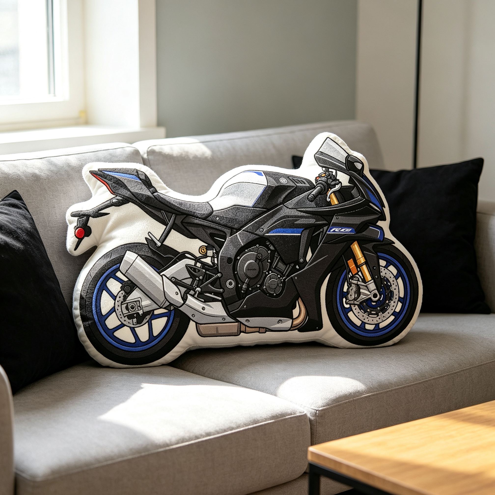 [Copy]Personalized Motorcycle Shaped Plush Pillow Superbike Design Vehicle Lovers Gift