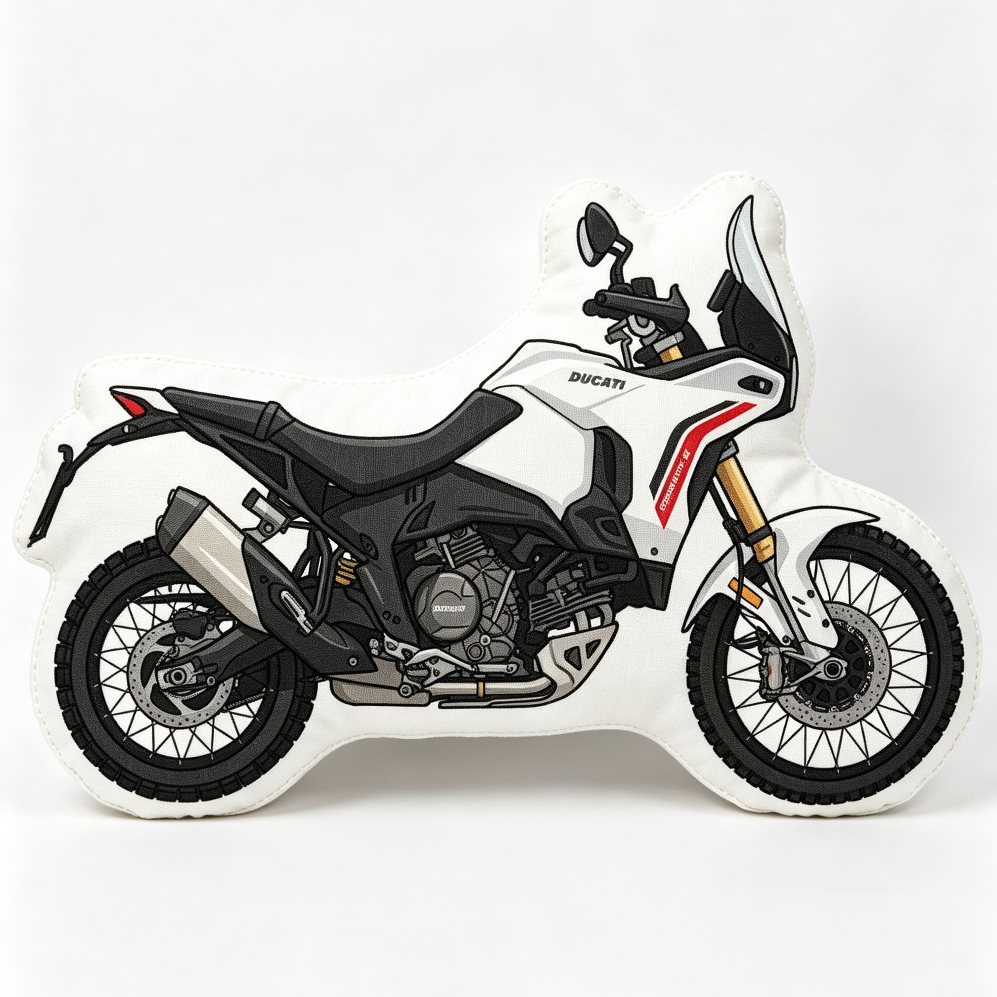 Off-Road Enduro ADV Motorcycle Custom Shaped Throw Pillow, High Definition Print Plush Cushion, Collectible Gift for Motorcycle Enthusiasts