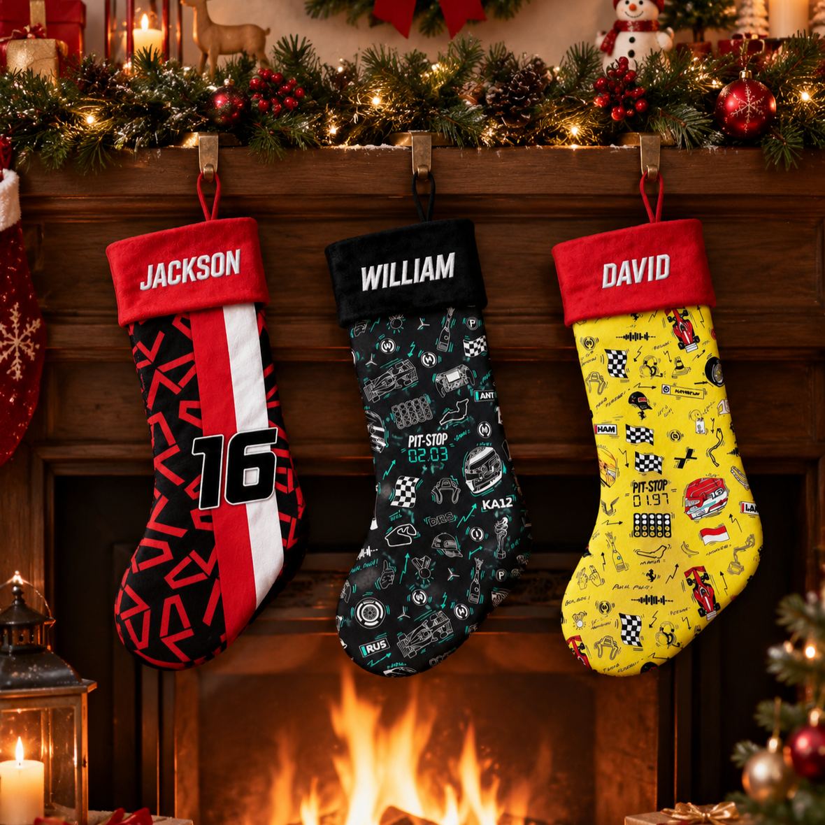 [Copy]Personalized Fox Instinct Motocross Boot Christmas Stocking, Custom Name Dirt Bike MX Christmas Stocking for Motocross Riders