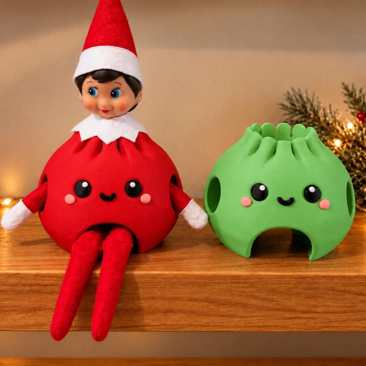 Materials: Plastic Gift wrapping available • • Current PRODUCTION Time: 3-4 Business days (M-F) PLUS 3-8 days for shipping within the US • •  Your elf just became the cutest little dumpling! 🥟🎄  Give your Christmas visitor a deliciously silly makeover w