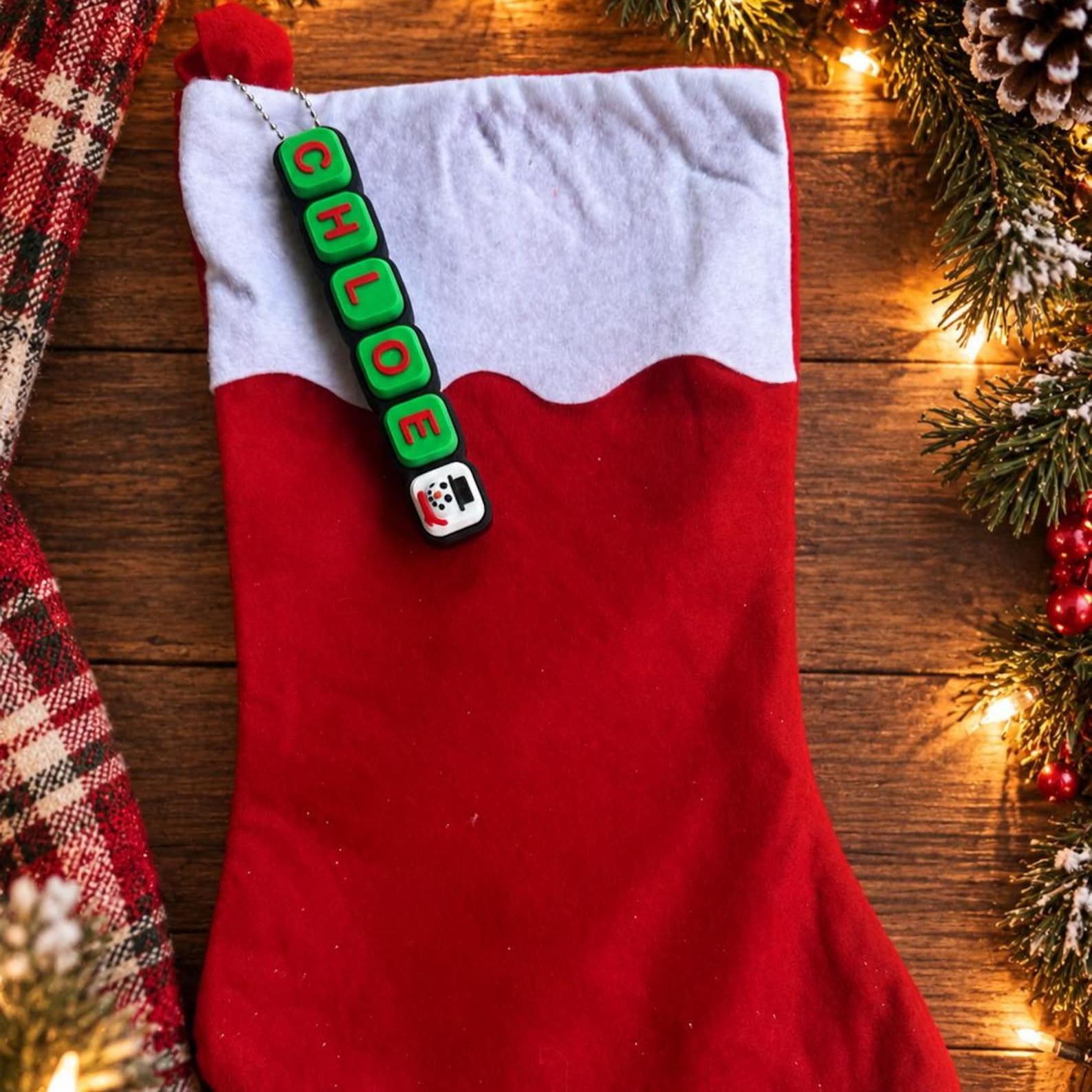 Personalized Ultimate Name CHRISTMAS Fidget Clicker. 3D Printed, CLICKER Keychain, Party favor, Clicky Sensory-Stocking Stuffer