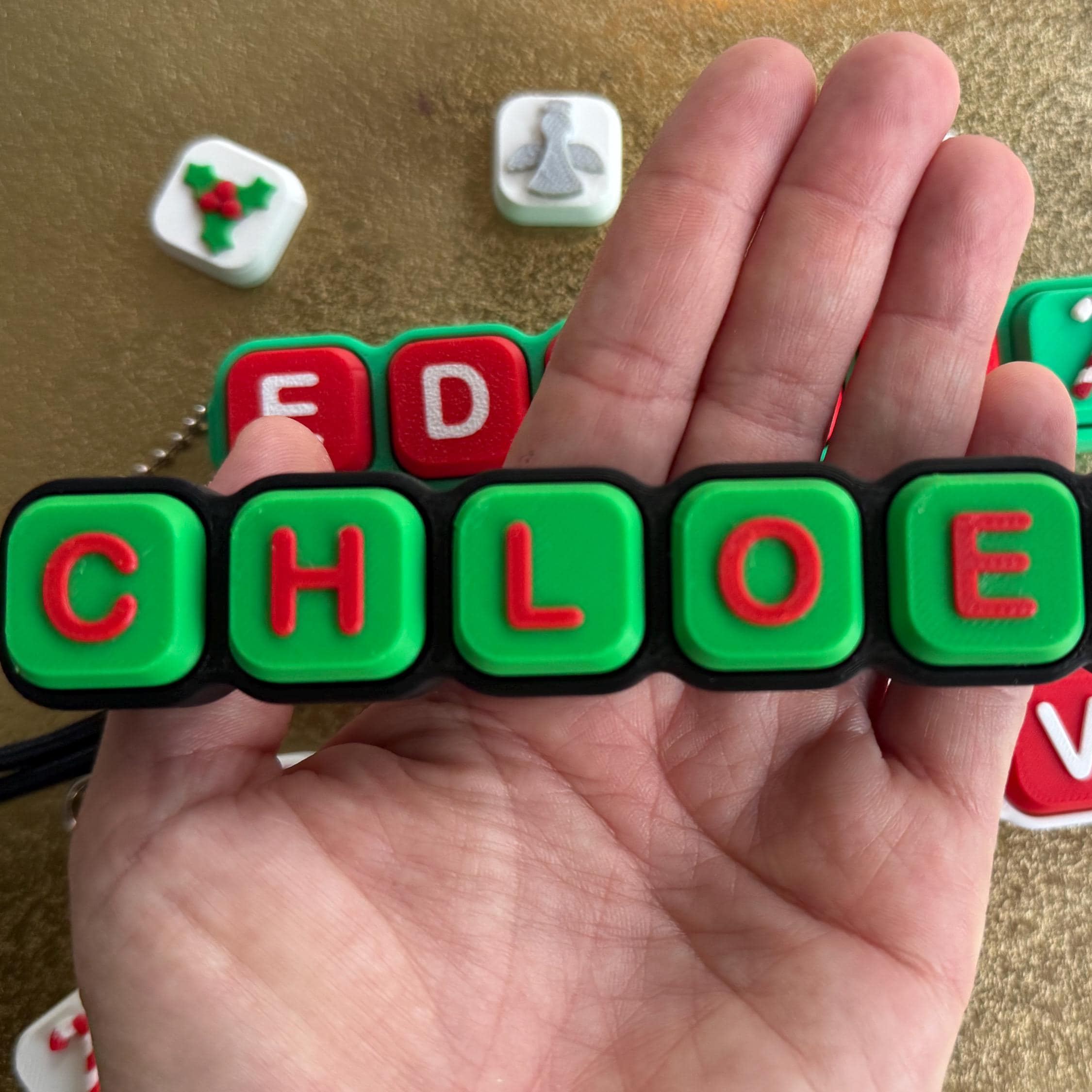 Personalized Ultimate Name CHRISTMAS Fidget Clicker. 3D Printed, CLICKER Keychain, Party favor, Clicky Sensory-Stocking Stuffer