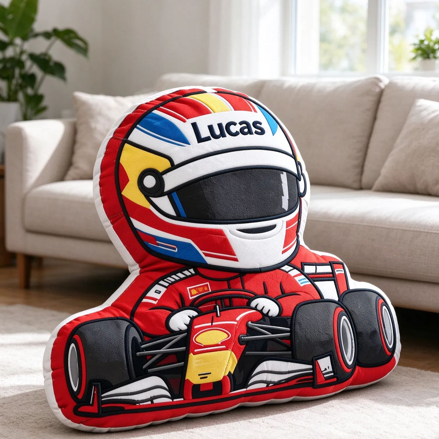 Personalized Racing Pillow Custom Name Plush Perfect Home Decor Gift for Racers and Racing Lovers