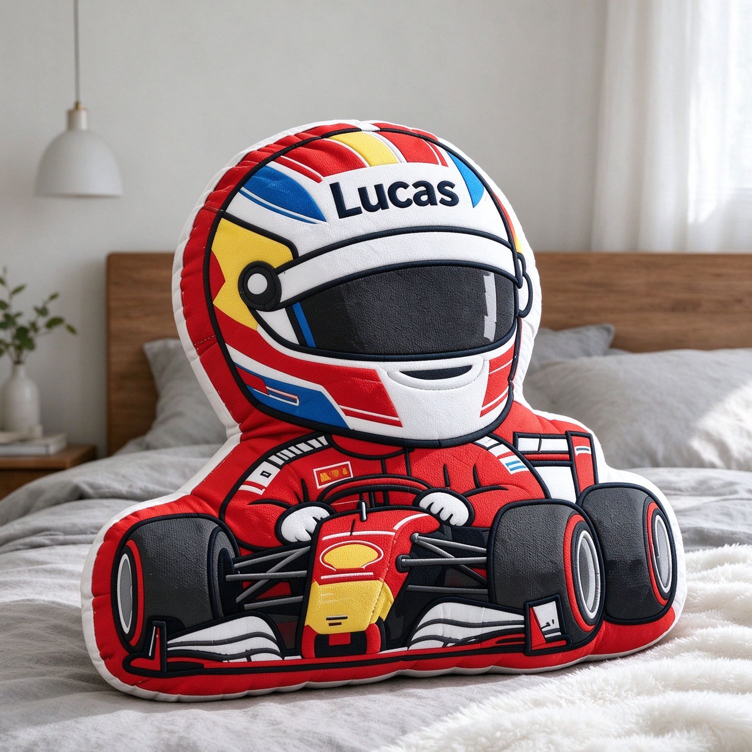 Personalized Racing Pillow Custom Name Plush Perfect Home Decor Gift for Racers and Racing Lovers