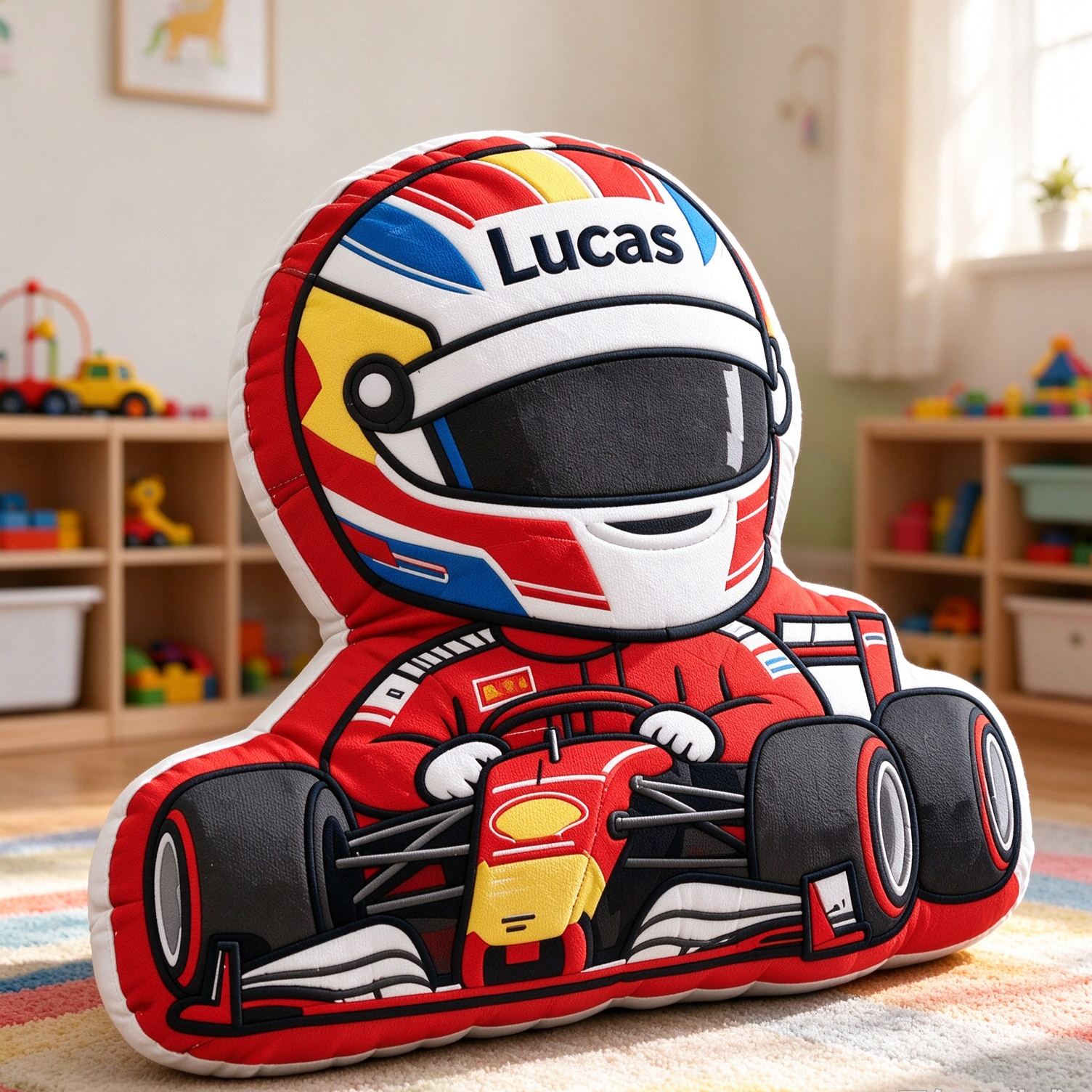 Personalized Racing Pillow Custom Name Plush Perfect Home Decor Gift for Racers and Racing Lovers