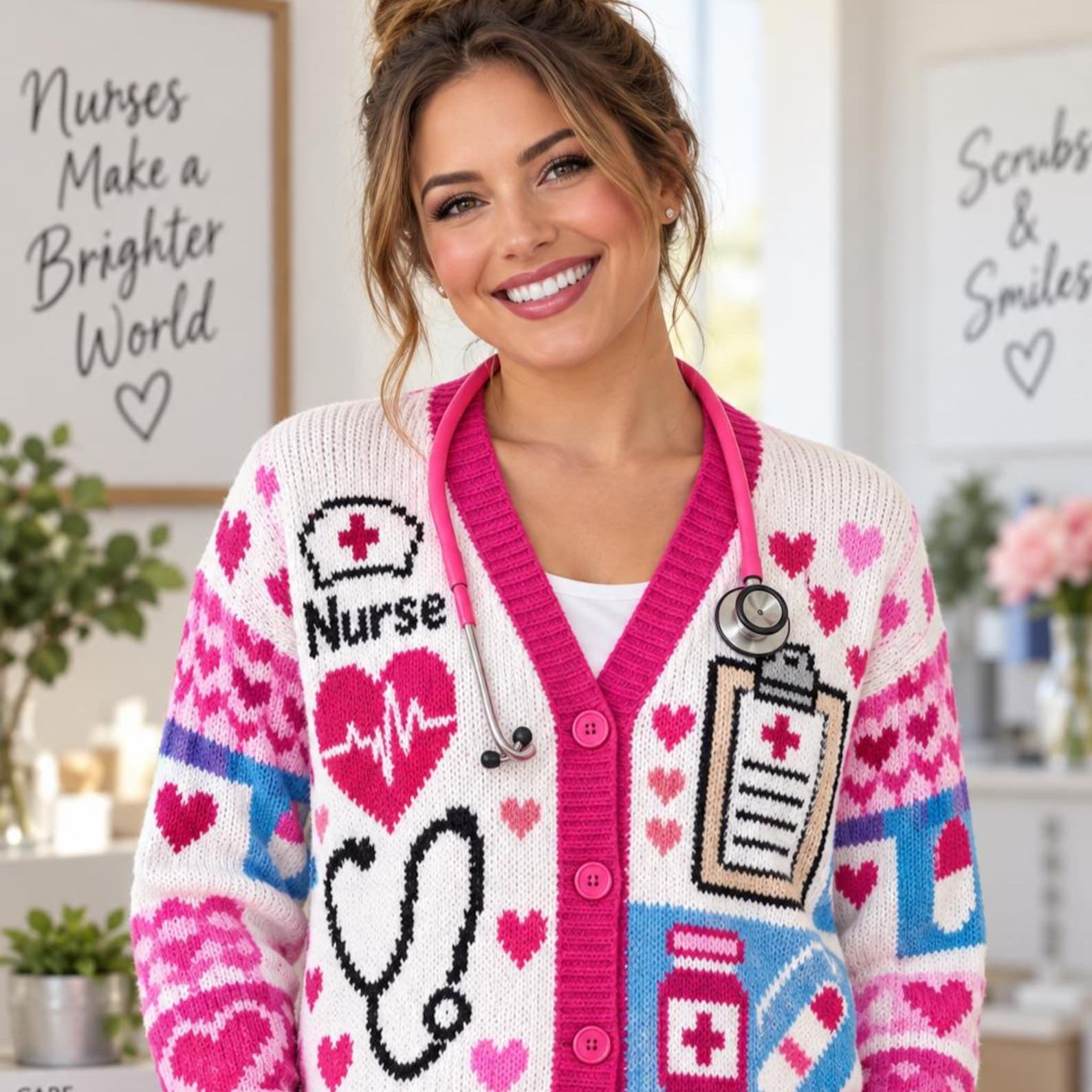 Personalized Nurse Cardigan Custom Name Healthcare Worker Medical Appreciation Sweater Coat