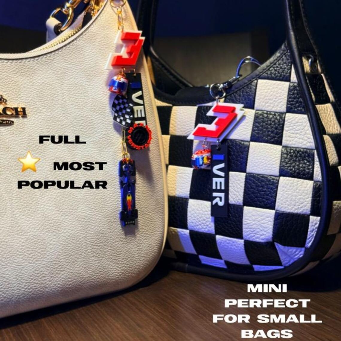 [Copy]Motorsport Driver Bag Charm, Piastri Racing Helmet Race Car Checkered Flag Keychain Pendant