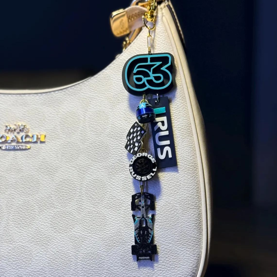 [Copy]Motorsport Driver Bag Charm, Max Racing Helmet Race Car Checkered Flag Keychain Pendant