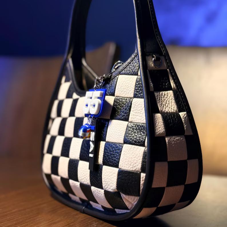 [Copy]Motorsport Driver Bag Charm, Lewis Racing Helmet Race Car Checkered Flag Keychain Pendant