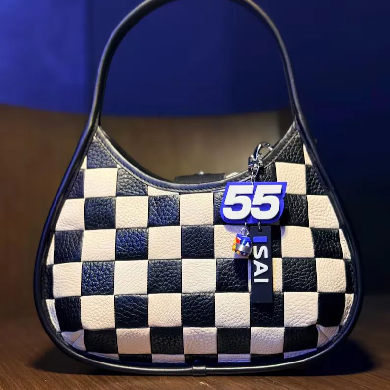 [Copy]Motorsport Driver Bag Charm, Lewis Racing Helmet Race Car Checkered Flag Keychain Pendant