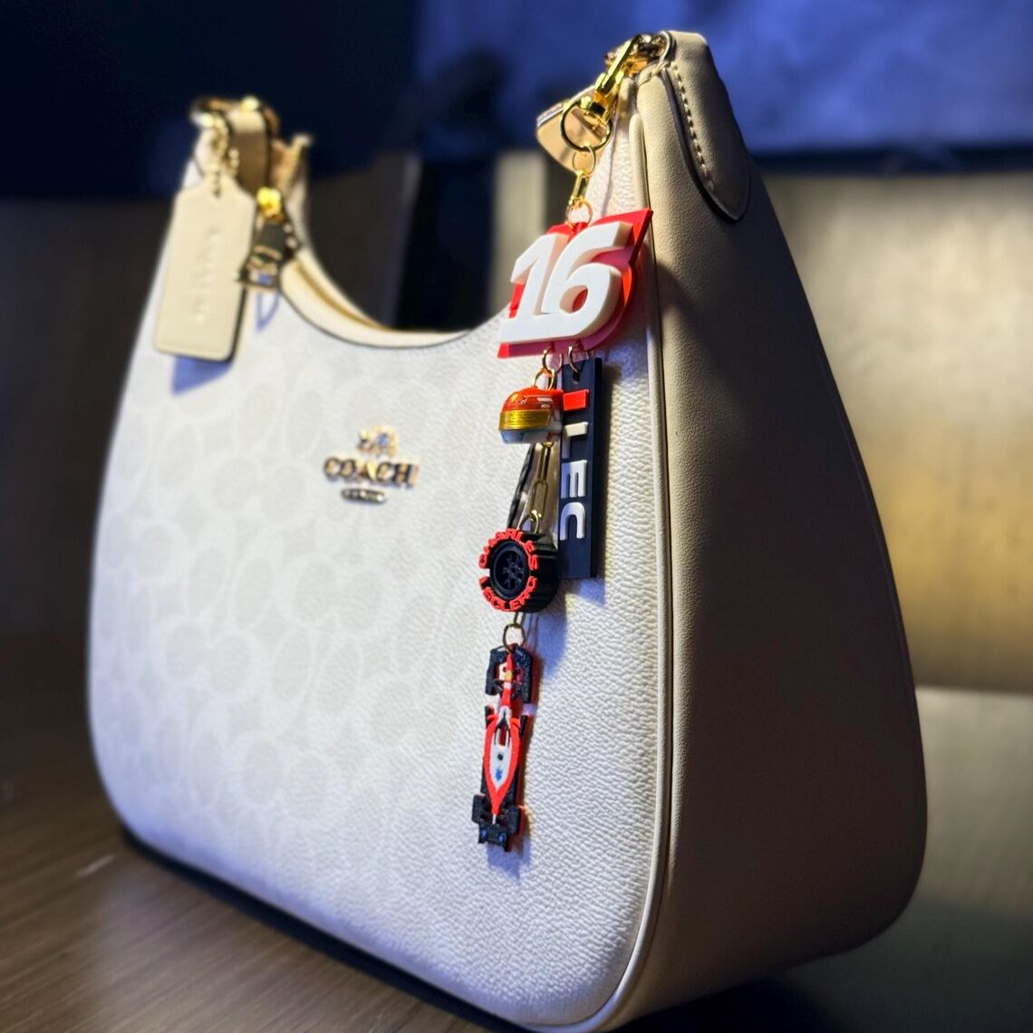 Motorsport Driver Bag Charm, Sainz Racing Helmet Race Car Checkered Flag Keychain Pendant