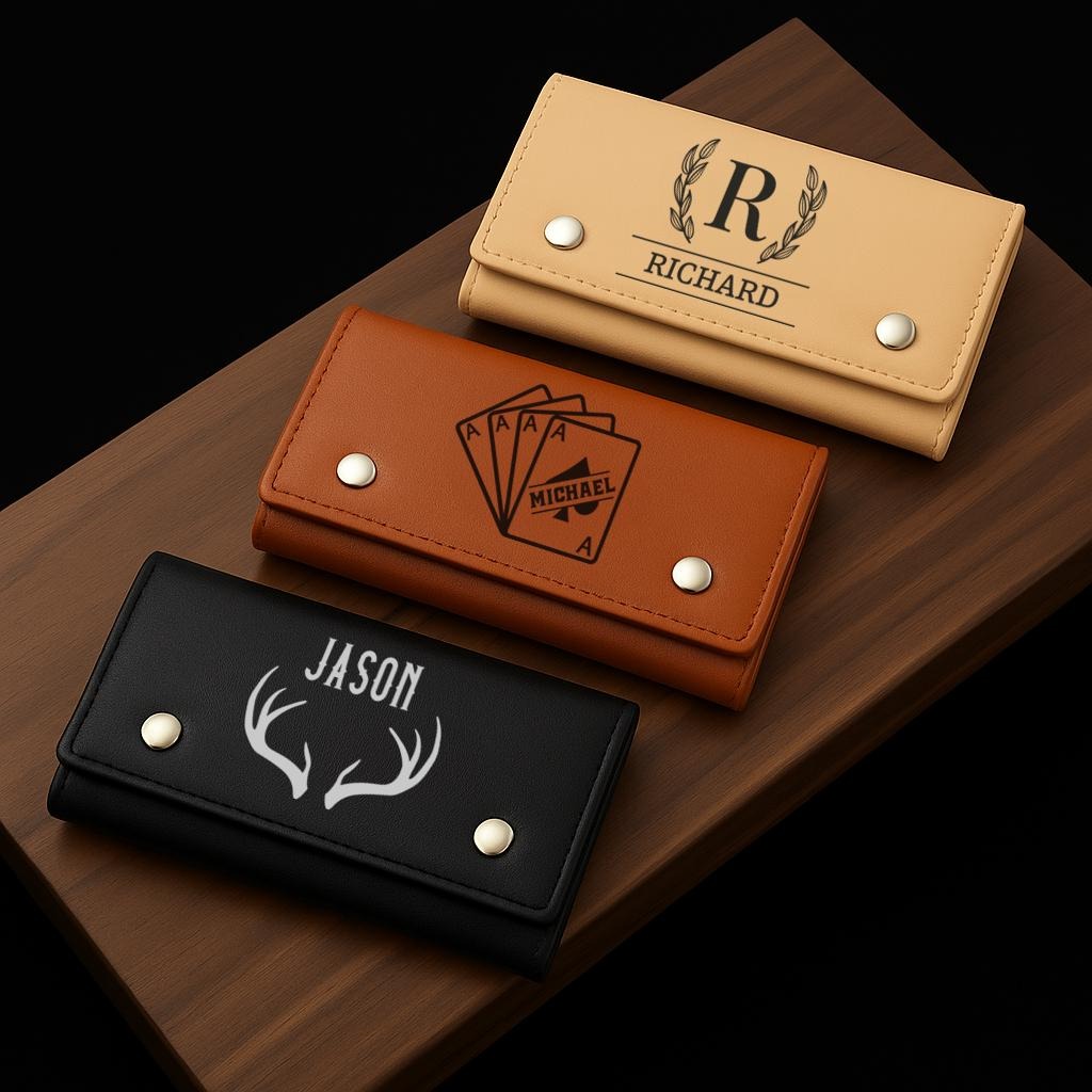 Custom Engraved Leather Poker and Dice Set Personalized Travel Game Set Gift for Men Father Husband Anniversary