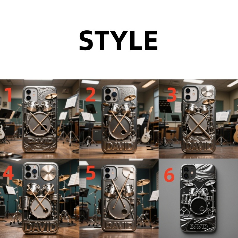 Personalized Drum Set Phone Case Music Lover iPhone Case Drummer Band Music Gift for Birthday Holiday Party